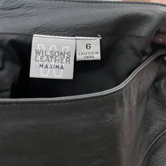 EUC Vintage Wilson's Leather Black Leather Cutout A Line Mini Skirt - Picture 5 of 5